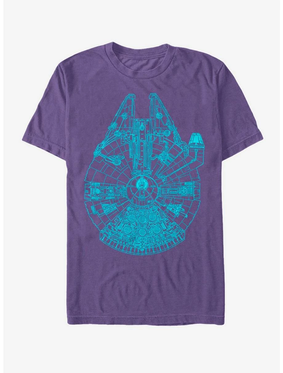 Movies Star Wars Millennium Falcon Outline T-Shirt 1 Movies Star Wars Millennium Falcon Outline T-Shirt