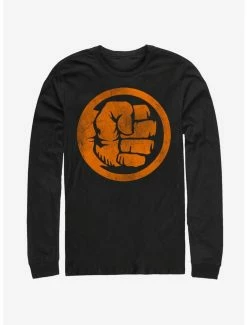 Marvel Hulk Orange Retro Symbol Long-Sleeve T-Shirt