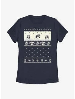 Nintendo Super Mario Pixel Retro Christmas Pattern Womens T-Shirt