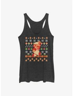 Nintendo Super Mario Retro Jump Christmas Pattern Womens Tank Top