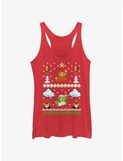 Nintendo Super Mario Retro Adventure Christmas Pattern Womens Tank Top