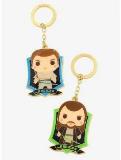 Movies Loungefly Star Wars: Episode I - The Phantom Menace Chibi Obi-Wan & Qui-Gon Jedi Keychain Set - BoxLunch Exclusive