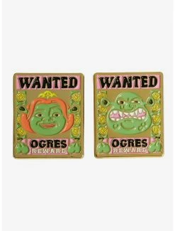 Movies Shrek Fiona & Shrek Wanted Sign Enamel Pin Set