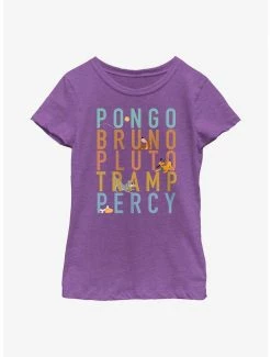 Television Disney Channel Pongo, Bruno, Pluto, Tramp, Percy Youth Girls T-Shirt